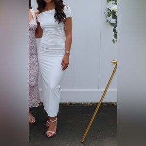 MESHKI white midi dress